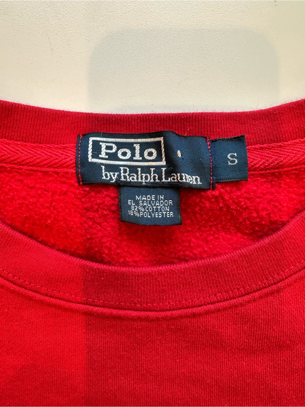 Vintage Polo by Ralph Lauren Red Fleece Crewneck Sweatshirt Small Pony S - Picture 3 of 6